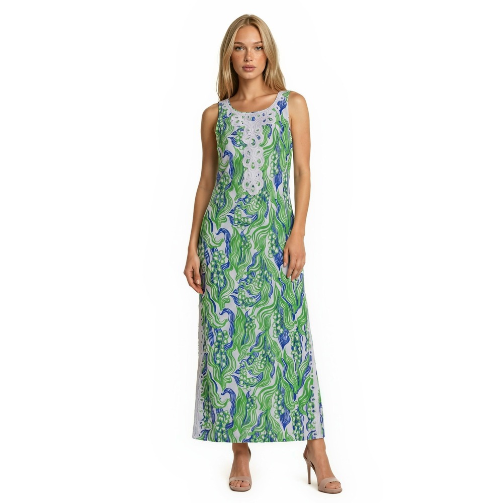 NEW Lilly Pulitzer Harleigh Maxi Dress Women's Size 4 Green Blue White MSRP $348